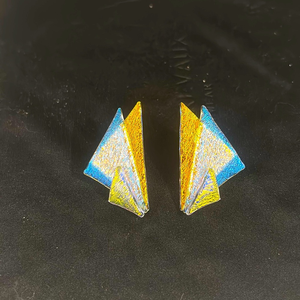 Handmade dichroic post glass earrings